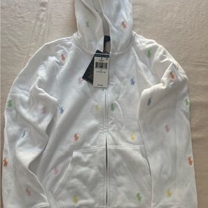 Polo Ralph Lauren White Hoodie with Multicolor Pony